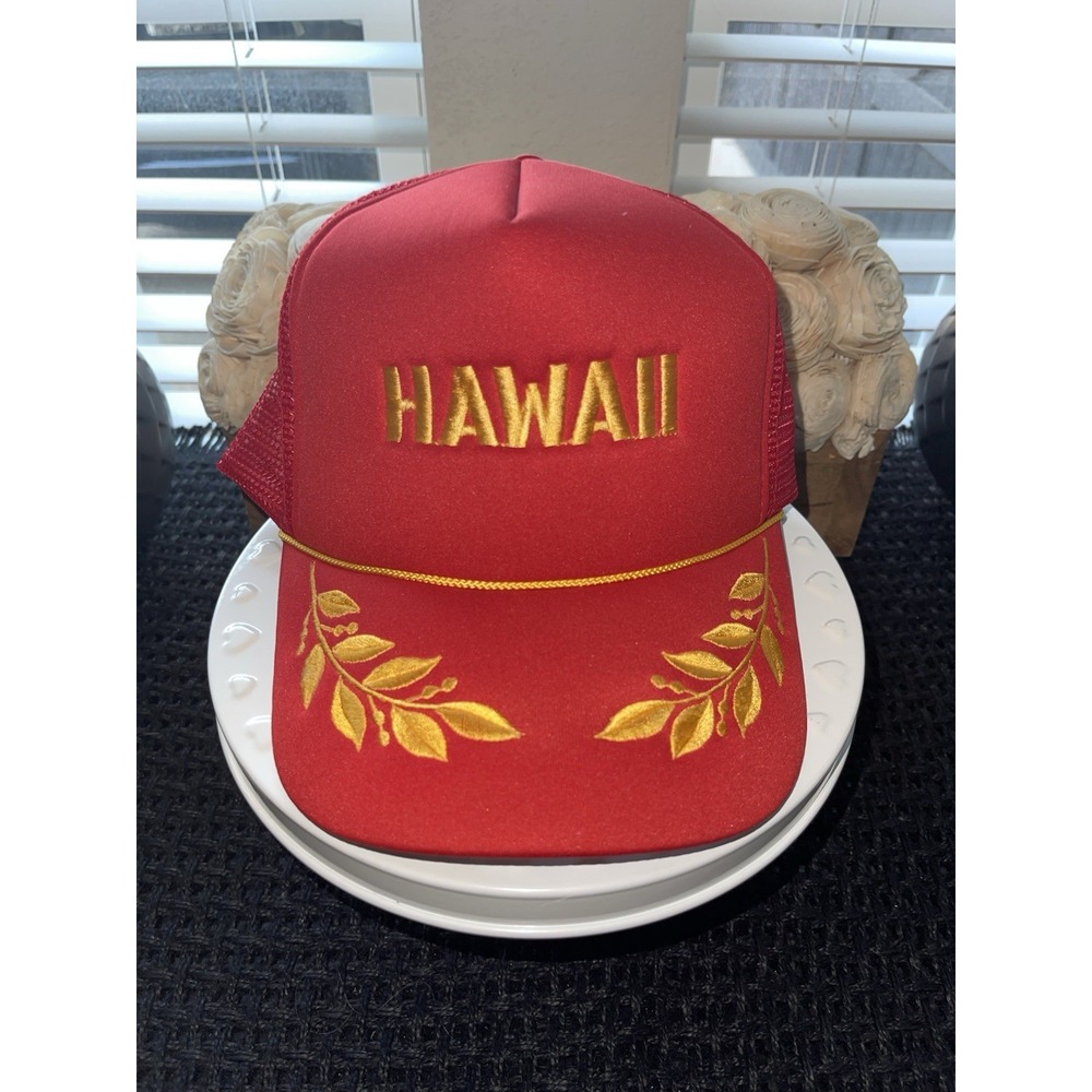 Vintage 80s Embroidered HAWAII HAWAIIAN TRUCKER MESH‎ SNAPBACK HAT CAP